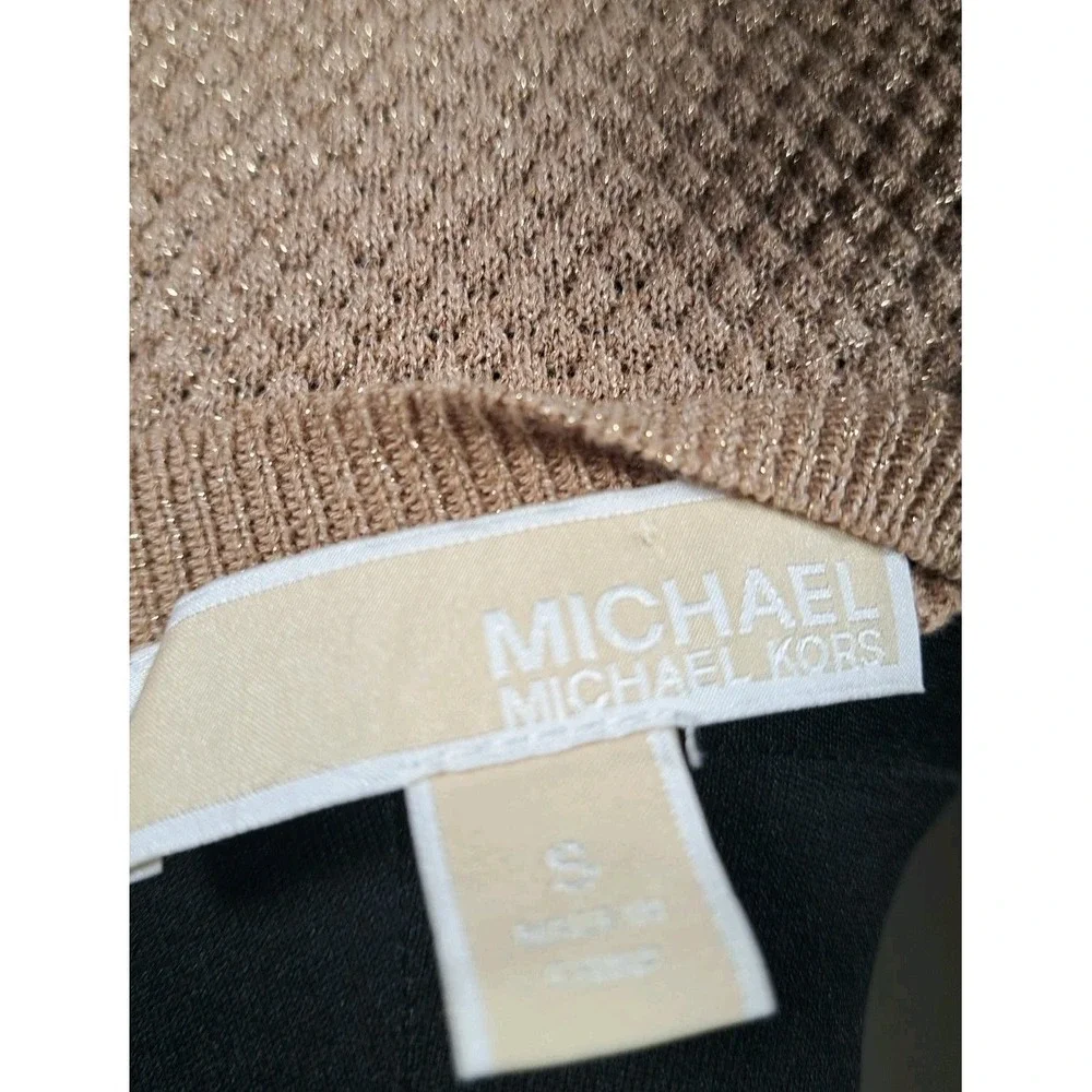 Michael Kors Women's Long Sleeved Gold Metallic Sweater Top Size Small